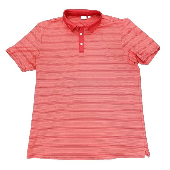 Ping Sensor Cool Polo Shirt Mens Medium Red Stretch Short Sleeve Striped - Picture 1 of 8